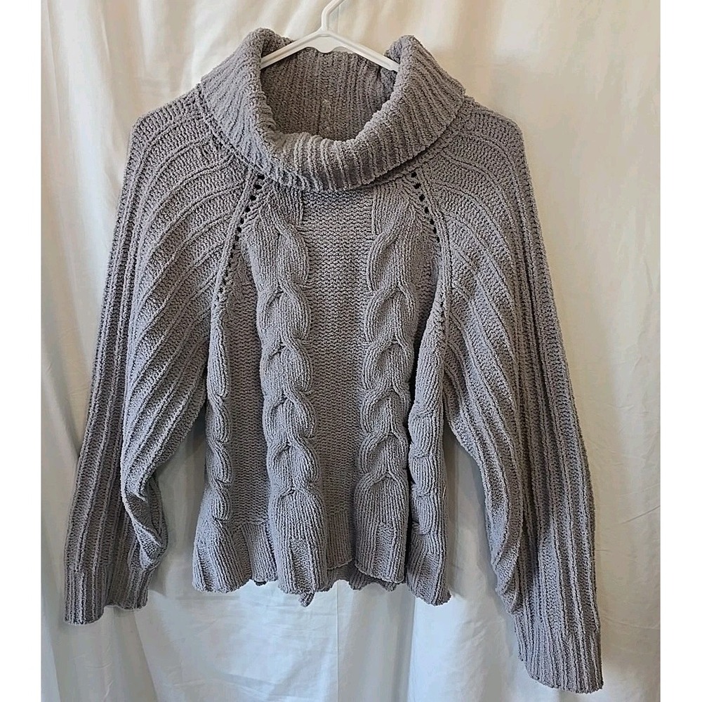Harper‎ Heritage Gray Plush Knit Turtleneck Pullover Sweater Size L Soft!